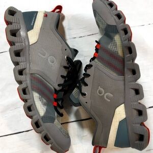 On Running Women’s Gray and Red Athletic Shoes